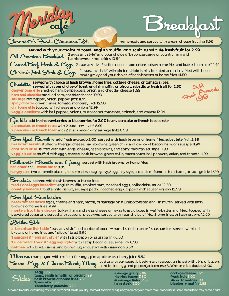 Breakfast Meridian Café in Puyallup American Restaurant Serving